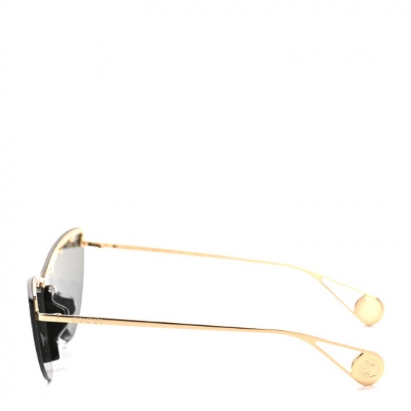 GUCCI  Metal Rimless Star Studded 90mm Cat Eye GG0666S Sunglasses Black Gold - Picture 7 of 13